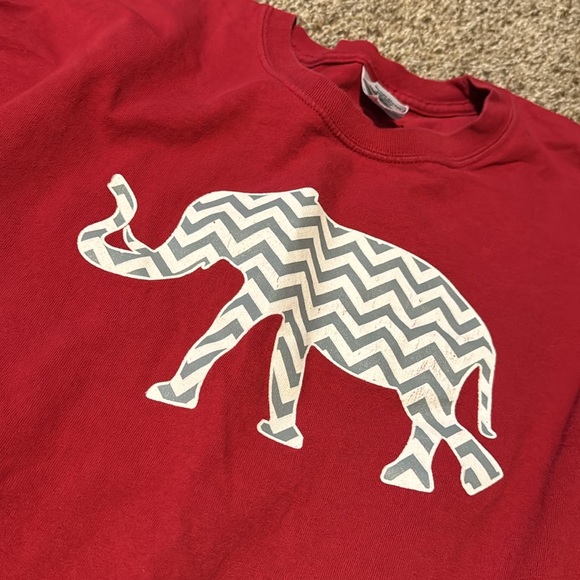 Gildan heavyweight long sleeve T w/zig-zagged elephant (think Bama!) 2XL EUC! - Picture 2 of 8